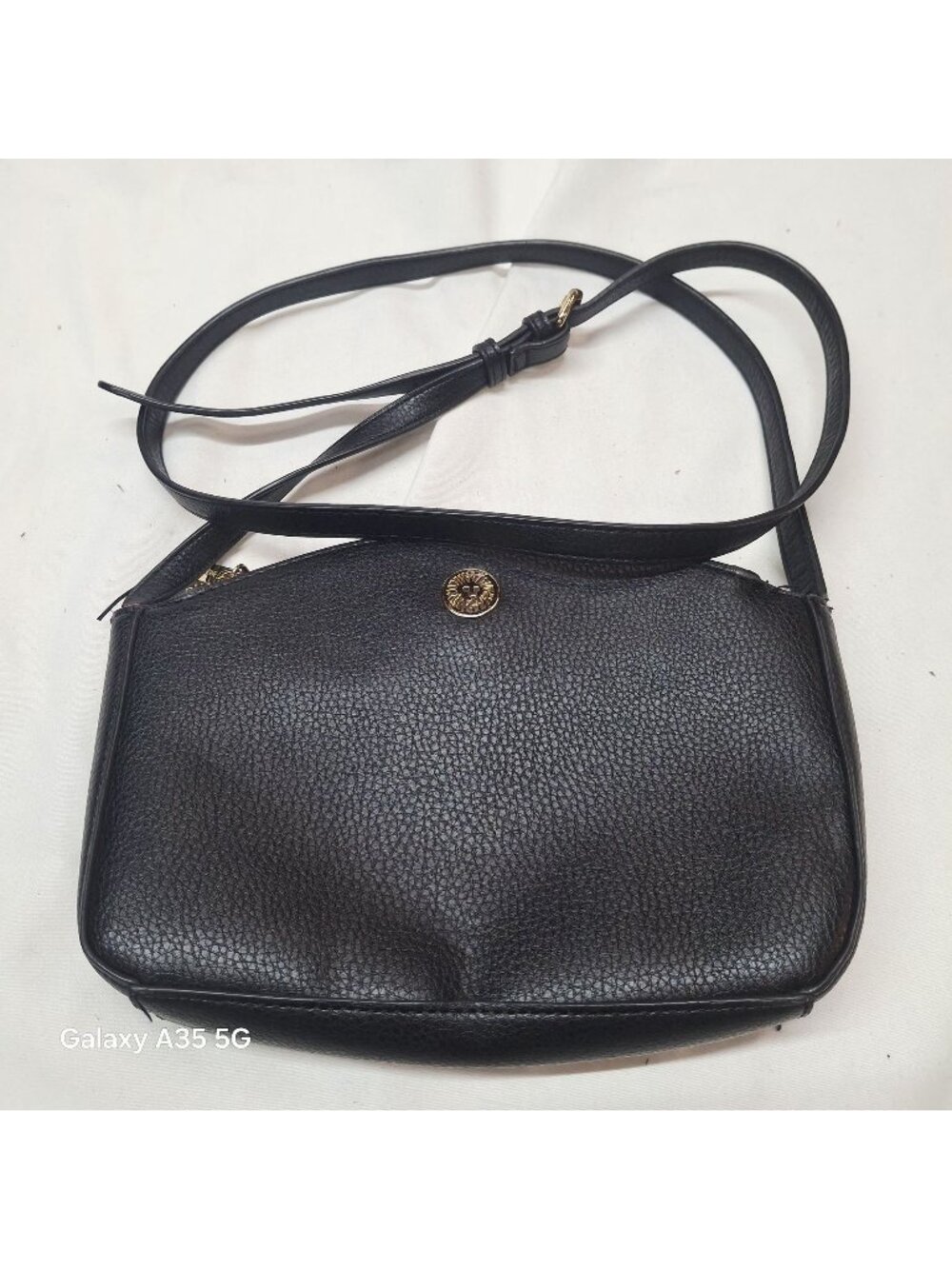 Anne Klein Black Crossbody Bag With Multiple Compartments & Gold Hardware Like N